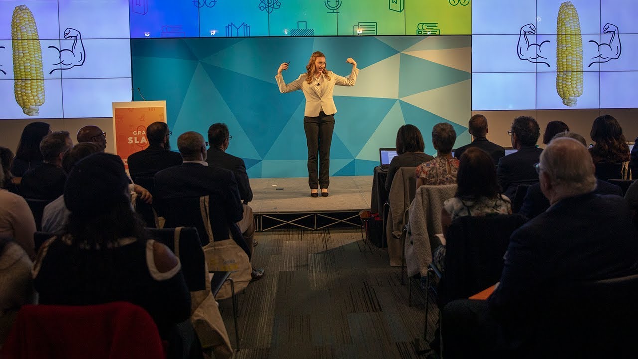 Katie Murphy presenting at Grad Slam